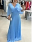 abordables trajes a juego de diseñador-Mujer dobladillo maxi Color sólido/liso Plisado Vestido maxi Vestido Fiesta y Noche Invitado a la boda Azul cielo S M L