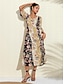 billige Print Dresses-blomstret swing maxi kjole med lynlåslomme