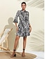 abordables Vestidos Mini-Women&#039;s Satin Abstract Print Flared Sleeve Dress