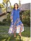 abordables Designer Dresses-Flowy Tropical Flower Print Vacation Dress