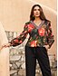 cheap Blouses-Women&#039;s Marcia Red Floral Print Loose Fit Blouse