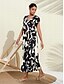 abordables Designer Dresses-Vestido Largo Geométrico Mujeres Negro S M L