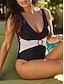 abordables Designer Swimwear-Traje de Baño Mujer Bloque de Color Negro Tallas S M L