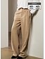 cheap Linen Bottoms-40% Linen Front Pocket Straight Pleated Pants