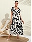 cheap Sale-Satin Black and White Graffiti Print Maxi Dress