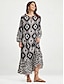 abordables Designer Dresses-Women&#039;s Abstract Graffiti V Neck Maxi Dress
