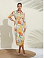 cheap Designer Dresses-Multicolour Floral &amp; Abstract Print Shirt Dress