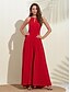cheap Designer Matching Outfits-Backless Solid Jumpsuit&amp;Solid Chiffon Dress with Flying Sleeves Matching Sets