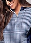 cheap Zip Up Pullover-Plaid Print Long Sleeve Polo Shirt