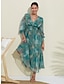 abordables Designer Dresses-Women&#039;s Elegant V Neck Puff Sleeve Vacation Dress
