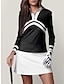 abordables Zip Up Pullover-Mujer Camisas de polo Negro Manga Larga Protección Solar Camiseta Bloque de color Otoño Invierno Ropa de golf para damas Ropa Trajes Ropa Ropa