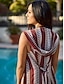 abordables Designer Swimwear-Traje de baño femenino con capucha y cinturón anudado   Rojo geométrico Tallas S M L