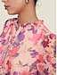 abordables Blusas y camisas-Floral Print Chiffon Shirt
