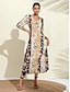 economico Print Dresses-maxi abito swing floreale con tasca con cerniera