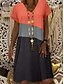 cheap Casual Dresses-Women&#039;s Shift Dress Color Block Patchwork V Neck Midi Dress Casual Short Sleeve Summer Spring