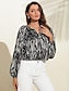 cheap Tops &amp; Blouses-Spotted Chiffon Lantern Sleeve Blouse