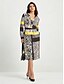 abordables Designer Dresses-Women&#039;s Casual Leopard Print V Neck Midi Dress