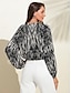billige Tops &amp; Blouses-Women&#039;s Chiffon Shirt with Spotted Print  Lantern Sleeve and Notched Collar