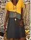 cheap Casual Dresses-Women&#039;s Shift Dress Color Block Patchwork V Neck Midi Dress Short Sleeve Summer Spring