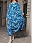 abordables Sale-Floral V Neck Long Sleeve Maxi Dress
