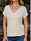 cheap Super Sale-T shirt Tee Blouse Women&#039;s White Pink Blue Plain Splice Daily Daily V Neck Regular Fit S