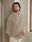 cheap Linen Shirts-55% Linen Embroidery Khaki Shirt