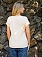 economico Super Sale-Per donna Blusa maglietta Splice Giornaliero Liscio Corte Rotonda Estate Standard Blu Rosa Cachi Rosso Bianco