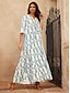 billige Print Dresses-Kvinnenes Satin Maxi Kjole med Geometisk Trykk