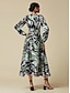 preiswerte Print Dresses-Damendruck Maxikleid mit Raffung und V Ausschnitt