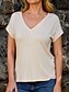 cheap Super Sale-T shirt Tee Blouse Women&#039;s White Pink Blue Plain Splice Daily Daily V Neck Regular Fit S