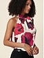 abordables Tops &amp; Blouses-Camiseta de Mujer con Estampado Floral y Cuello Halter