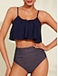 economico Bikini-Costume da Bagno Donna Tankini 2 Pezzi con Pad Rimovibile