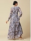preiswerte Print Dresses-Floral V Neck Chiffon Maxi Dress