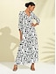 baratos Print Dresses-Vestido Longo Feminino Estampado Casual de Verão
