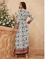 economico Print Dresses-Vestito Maxi di Seta con Stampa Geometrica per Donne