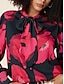 abordables Tops &amp; Blouses-Blusa de Mujer con Lazo al Cuello  Manga Farol  Estampado Floral