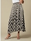 baratos Skirts-Saia Maxi Terylene para Mulheres com Design Geométrico de Alta Qualidade