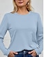 preiswerte T-shirts-Damen Baumwoll T Shirt Langarm Regular Fit Rundhalsausschnitt