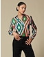 abordables Shirts-Blusa Casual de Satén Geométrico para Mujer