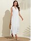 cheap Casual Dresses-Solid V Neck Sleeveless A Line Maxi Dress