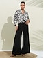 cheap Designer Tops-Women&#039;s Satin Print Buttondown Blouse