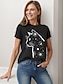 baratos T-shirts-Camiseta Feminina Casual com Estampa de Gato 100% Algodão