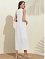 baratos Vestidos Casuais-Vestido Feminino Linha A Branco Sem Mangas Verão Praia