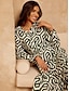 baratos Print Dresses-Vestido Maxi Estampado Geométrico para Mulheres