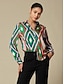 abordables Shirts-Blusa Casual de Satén Geométrico para Mujer