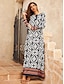 abordables Print Dresses-Robe Maxi Satinée à Imprimé Géométrique pour Femmes