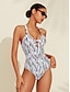 cheap One-Pieces-Wildlife Print Cross Back Swimsuit