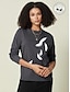 billige T-shirts-Kvinders Casual Langærmet Bomuld T shirt med Fjerprint