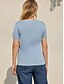 abordables T-shirts-Camiseta verano mujer algodón liso cuello en V