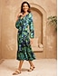 abordables Sale-Robe d&#039;Été Camouflage pour Femmes à Manches Longues